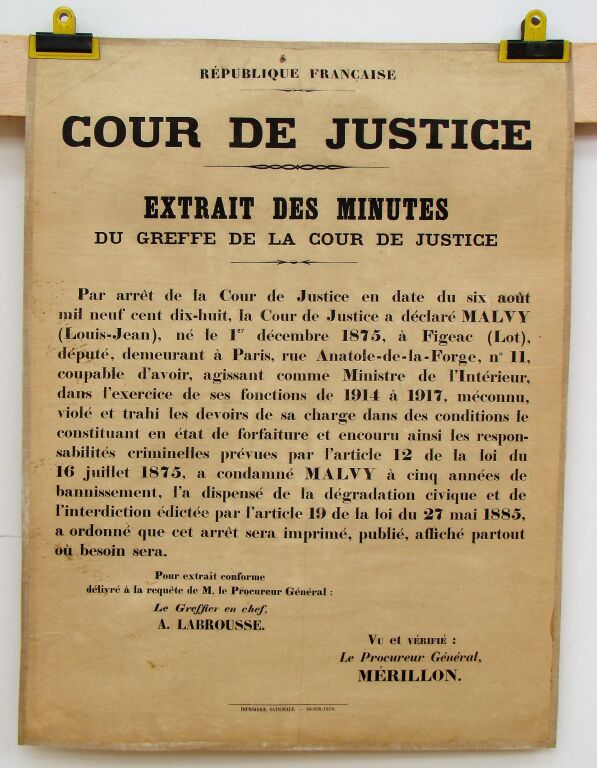 AFFICHE 1ere GUERRE MONDIALE - AVIS JUDICIAIRE 1918... - CARTES ...